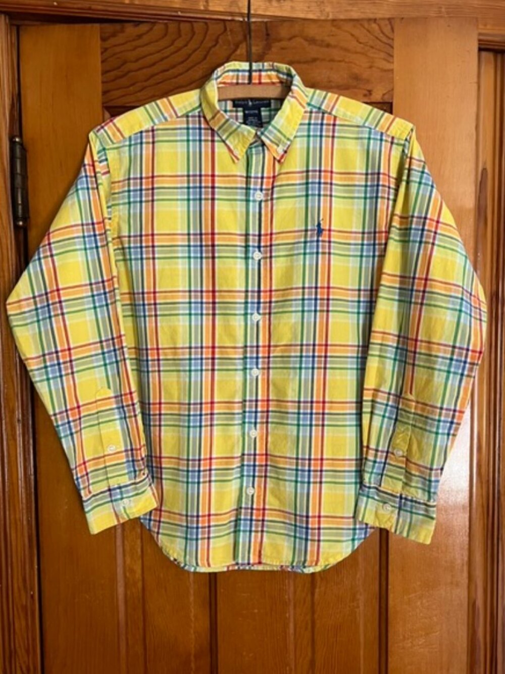 Ralph Lauren Multicolor Plaid/Madras Pattern Button-Down Shirt M (12-14)